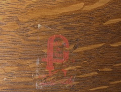 Gustav Stickley red decal signature inside of back. Circa 1905 - 1912.
